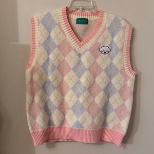 SOLD Pastel Argyle Kawaii Lamb Sweater Vest Medium